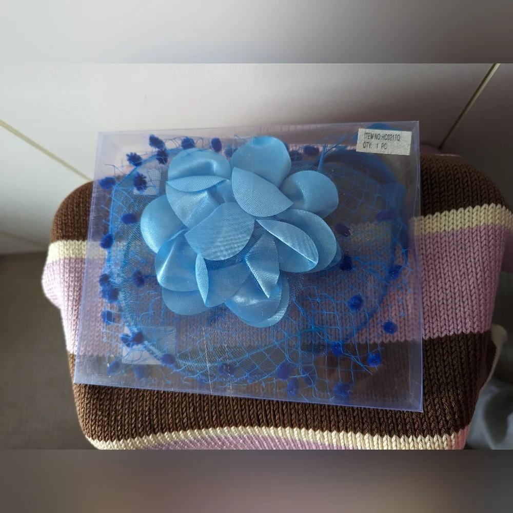 New Blue Floral Fascinator - Picture 6 of 8